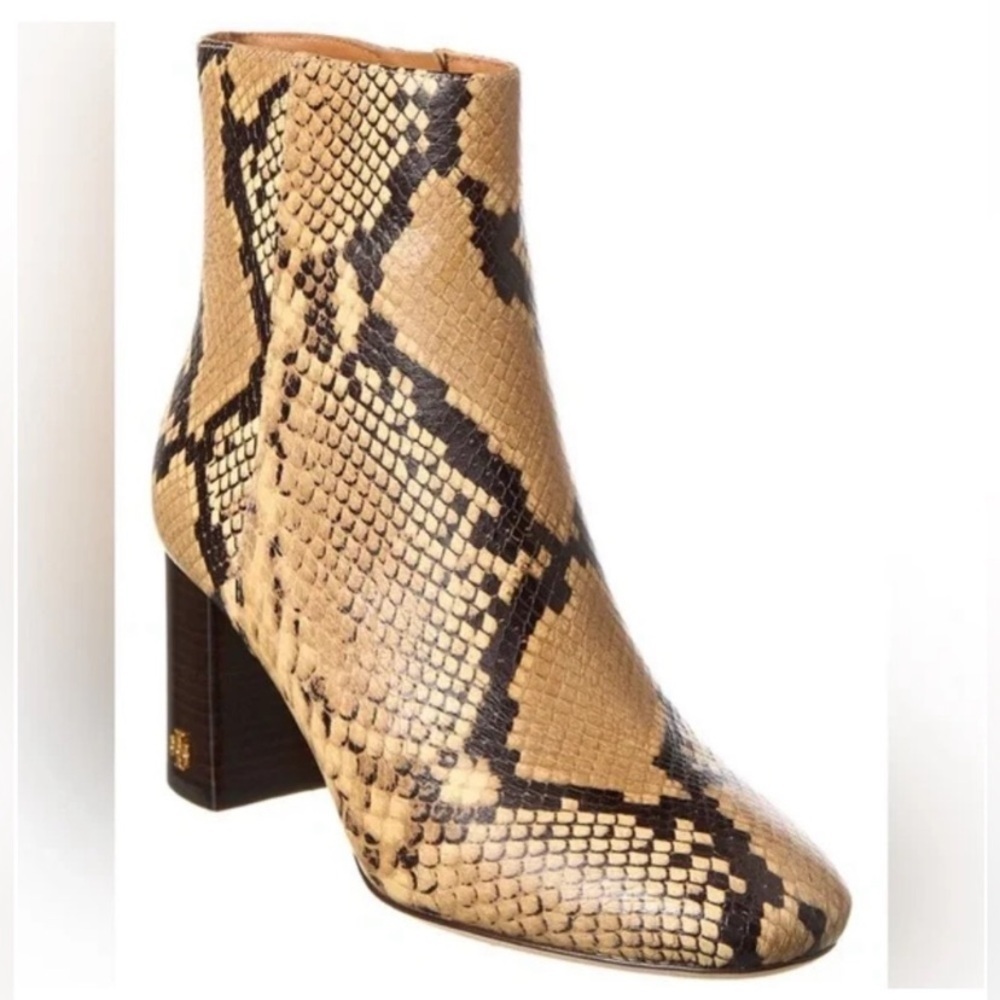 Tory Burch Leather Brooke 70MM Animal Print Sand Drift Bootie Boots